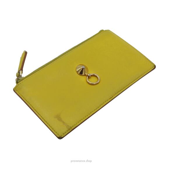 🔴 Fendi Zip Card Holder Wallet - Yellow Patchwork Leather - Picture 3 of 9
